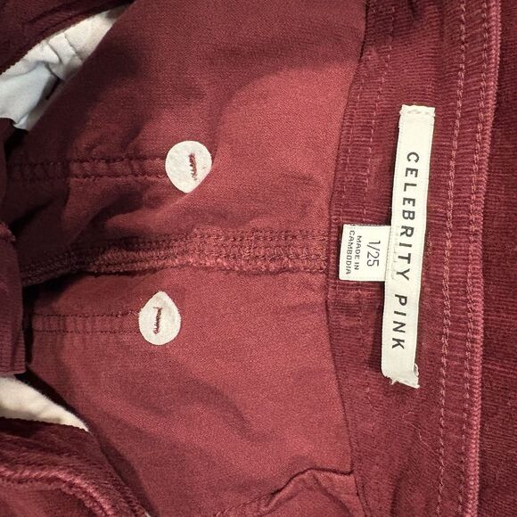 Celebrity Pink Wide Leg Burgandy Corderoy Pants Women's Size 1 Or 25 - Picture 8 of 10